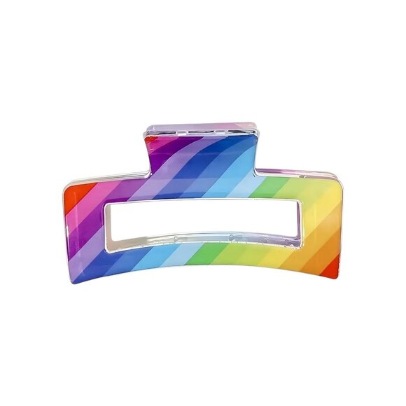 PRIDE MONTH RAINBOW SQUARE HAIR CLAW - Picture 1 of 8
